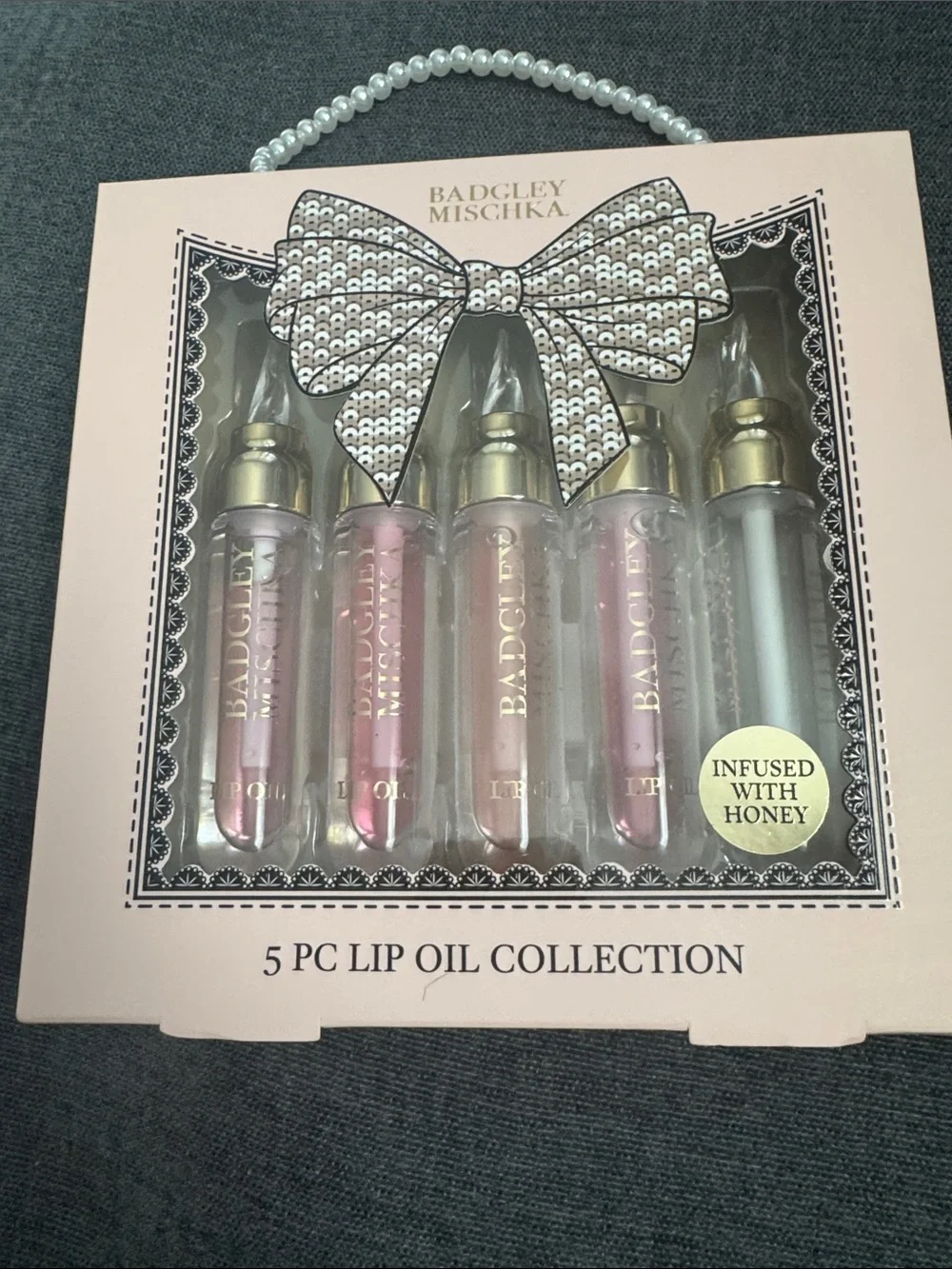 Badgley Mischka 5-Pc Lip Oil Set in Pink and Clear Glosses